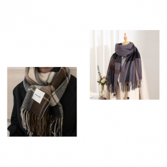 Wholesale of Plaid Scarf with Tassel